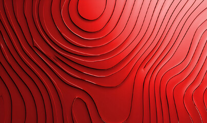 Red Geometric abstract background with fingerprint pattern.   3D labyrinth texture banner. Soft spiral embossed background.