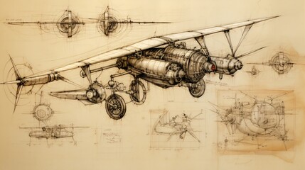 Abstract drawing showcases ancient machine. Technical sketch reveals old mechanism.
