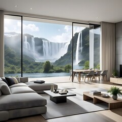 modern living room interior with view