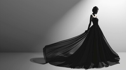 Woman fashion black long dress