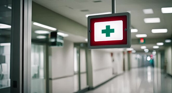 Hospital sign in a hospital.