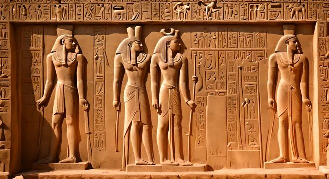 Egyptian hieroglyphs in a temple.