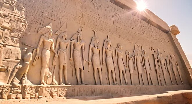 Egyptian hieroglyphs in a temple.