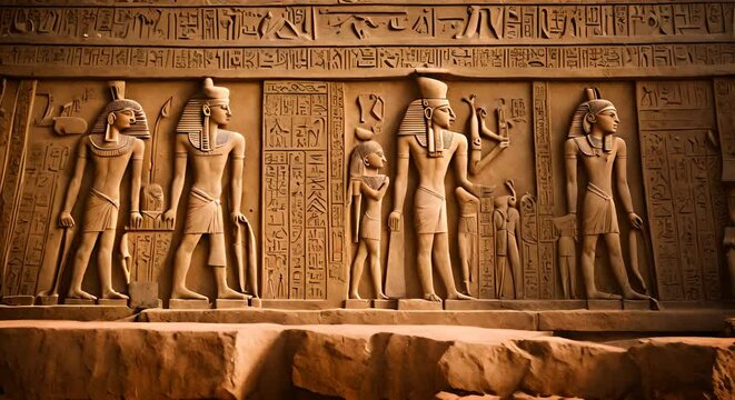 Egyptian hieroglyphs in a temple.
