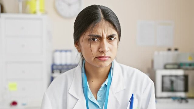 Frowning face? check. grumpy expression? oh yeah. meet the young indian woman battling doubts, emotions and problems in her labcoat, amidst beakers and computers in a bustling laboratory.