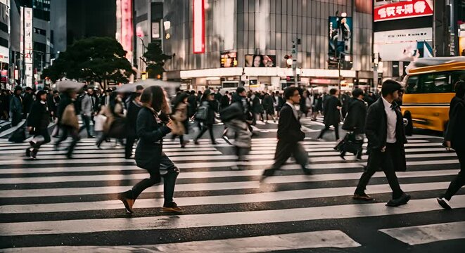 Many people at Shibuya Pass, Tokyo.