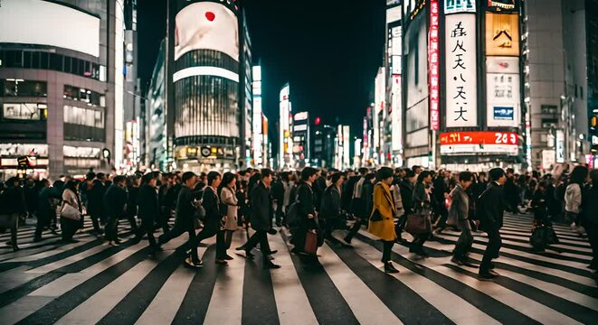 Many people at Shibuya Pass, Tokyo.