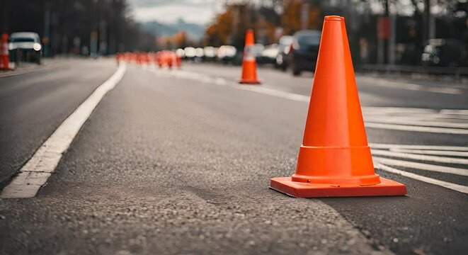 Cone on the road.