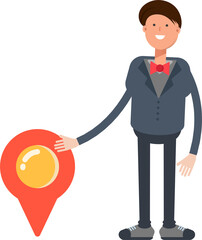 Businessman Character and Location Pin
