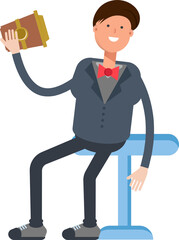 Businessman Character Drinking Coffee
