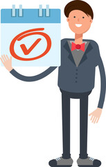 Businessman Character and Check Mark Sign
