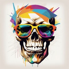 skull of the color art created with generative AI software