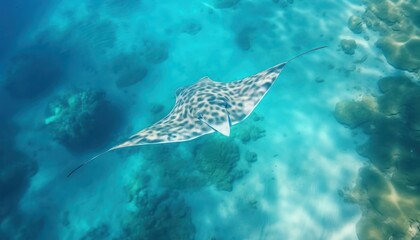 Fototapeta premium Giant Stingrays in the blue ocean, a stunning view of marine animals