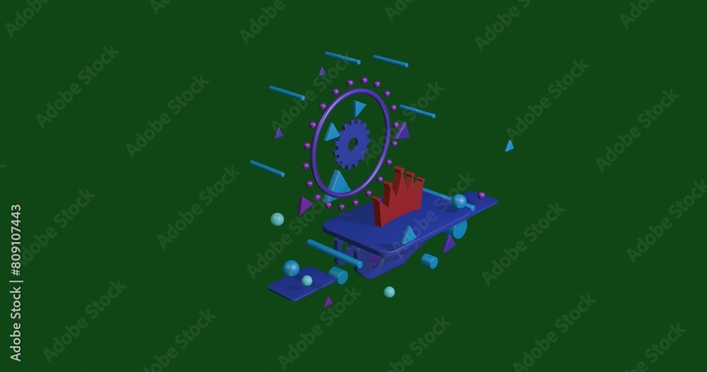Poster red crown symbol on a pedestal of abstract geometric shapes floating in the air. abstract concept ar