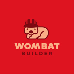 Simple, clean, modern mascot logo design.  Wombat, Safety Hard Hat and Building character logos.
