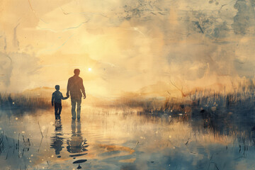 Fototapeta premium Father's Day Greeting Card, Generative AI