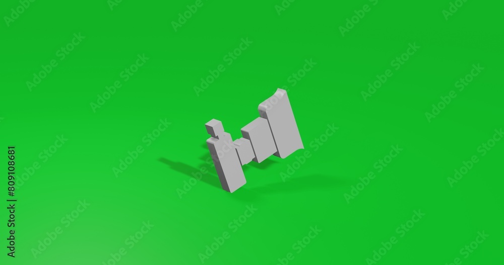Poster isolated realistic white camera symbol front view with shadow. 3d illustration on green chroma key b