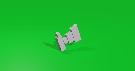 Isolated realistic white camera symbol front view with shadow. 3d illustration on green chroma key background