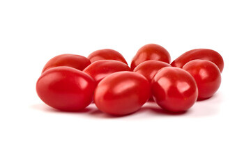 Heap of fresh cherry tomatoes, isolated on white background