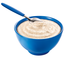 tigela com mingau de flocos de aveia isolado em fundo transparente