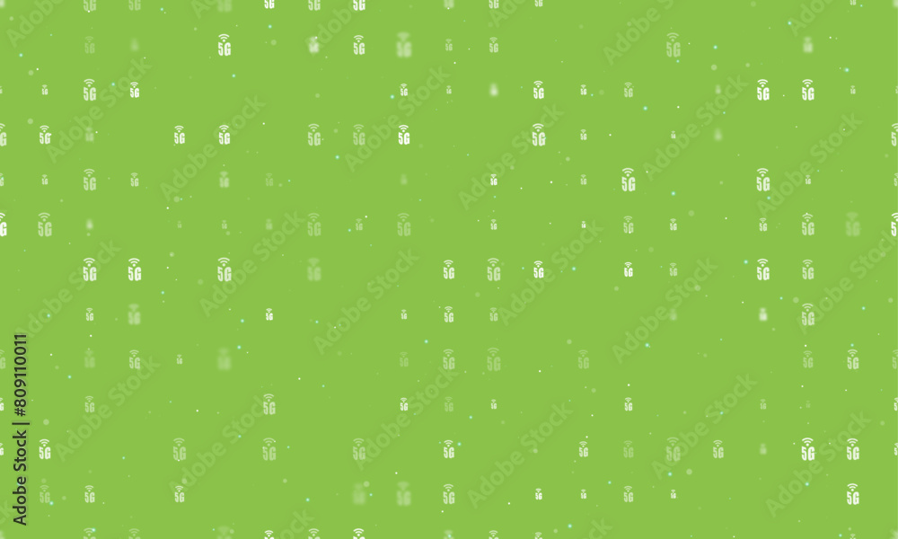 Poster seamless background pattern of evenly spaced white 5g symbols of different sizes and opacity. vector