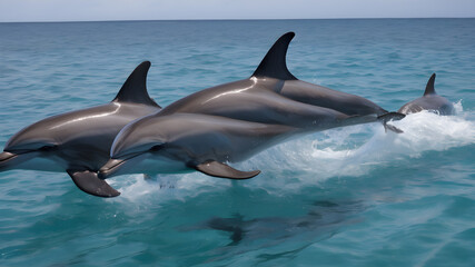 two dolphins jumping