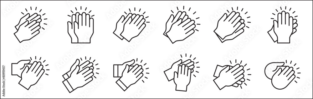 Wall mural hand clapping icon. applause symbol. hand claps icon set symbol of acclamation, compliment, apprecia - Wall murals