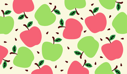 Cute apple fruits pattern background vector design