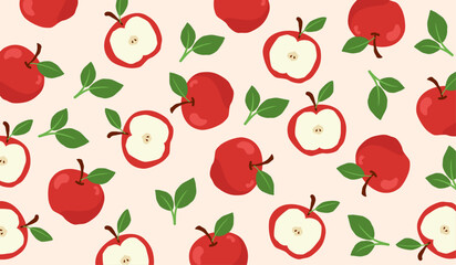 Cute apple fruits pattern background vector design