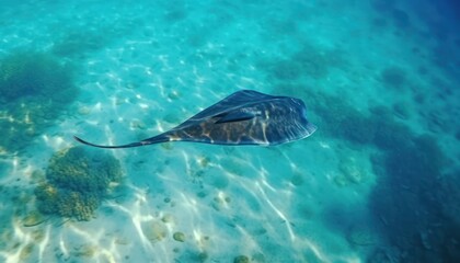 Naklejka premium Giant Stingrays in the blue ocean, a stunning view of marine animals