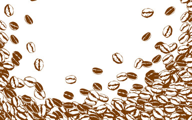coffee background. Coffee beans in frames, border. Coffee beans background. Coffee Beans Illustration for packaging.