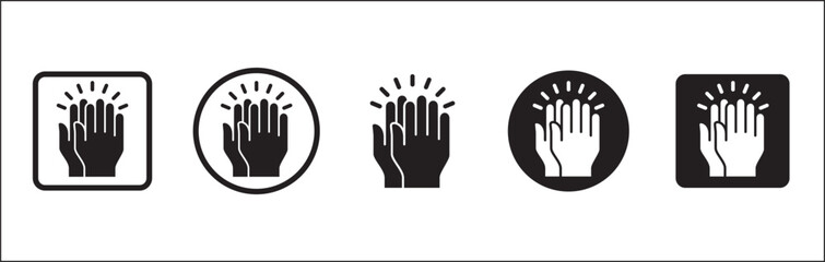 Obraz premium Hands clap symbol. Hand clapping icons. Applaud and acclamation sign. Simple flat icon of praise and cheering graphic design resource and illustration.