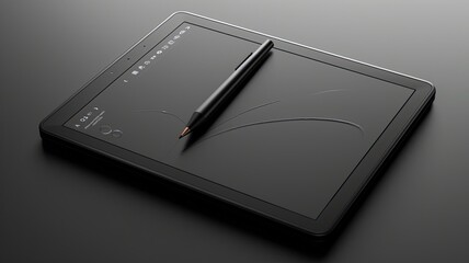 a sleek digital drawing tablet and a stylus pen