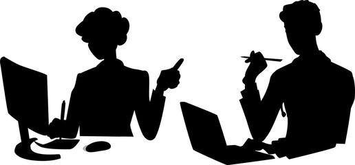 Silhouettes of Professional Women: Using Laptops in Various Poses"
"Laptop Work: A Collection of Silhouettes of Women in Action"
"Multi-Tasking Women: Silhouettes Using Laptops in Different Positions"