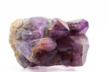 Purple and red amethyst crystal natural point cluster, purple quartz crystal amethyst with iron and...