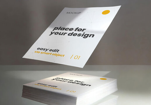 A4 pages floating mockuo Generative Ai