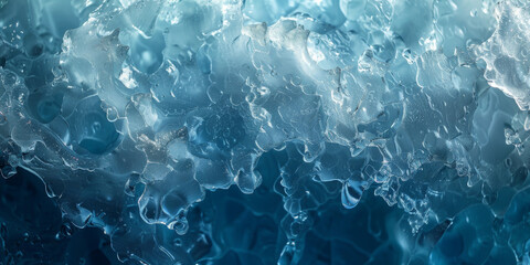 Intricate Ice Crystals and Frozen Water Texture in Blue Hues
