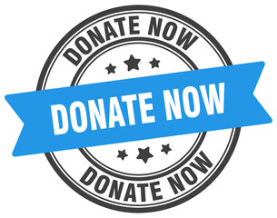 donate now stamp. donate now label on transparent background. round sign