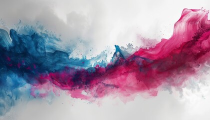 Obraz premium Abstract heaven in White, Pink Lady, and Sky Blue; blending rage with serenity, emphasizing negative space for a calming yet fiery wallpaper.