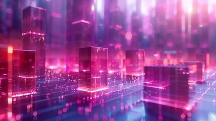 Obraz premium A long, narrow room with pink walls and pink lights