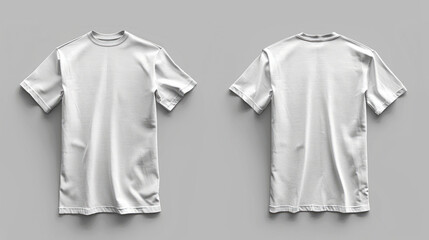 Plain White T-Shirt Template Displayed on a Grey Background