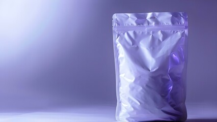 Mockup of a white packaging bag for medicine soup product demonstration. Concept Mockup Design, White Packaging Bag, Medicine Soup Product Demo