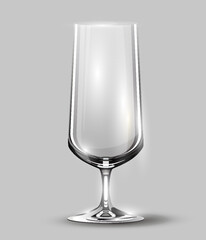 Alcohol glass. Transparent empty realistic mockup stemware for different drinks. Vector illustration