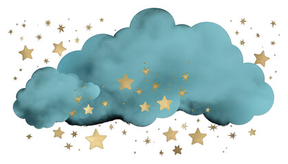 PNG Pastel blue cloud fog and stars png nature night black background