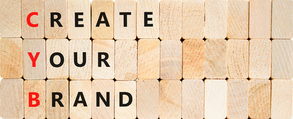 CYB Create your brand symbol. Concept words CYB Create your brand on beautiful wooden blocks. Beautiful wooden block background. Business CYB Create your brand concept. Copy space.