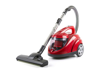 A bagged upright vacuum cleaner with a self-propelled feature and a full bag indicator isolated on a solid white background.