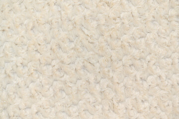 Beige fur. Curly texture. View from above. Layout for design.