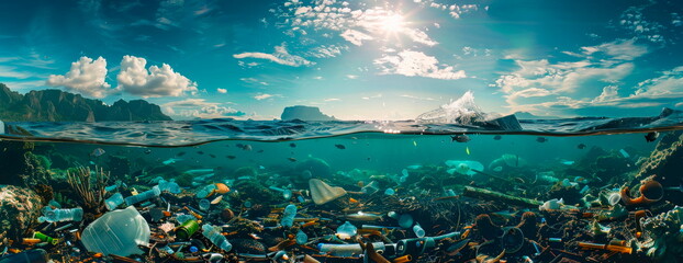 Ocean Pollution Awareness: impact of plastic and waste on marine environments.