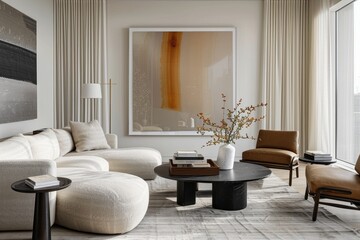 Luxurious Modern Living Room Featuring Elegant Furniture and Statement Wall Art