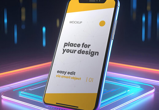 Cellphone with light effects mockup Generative Ai